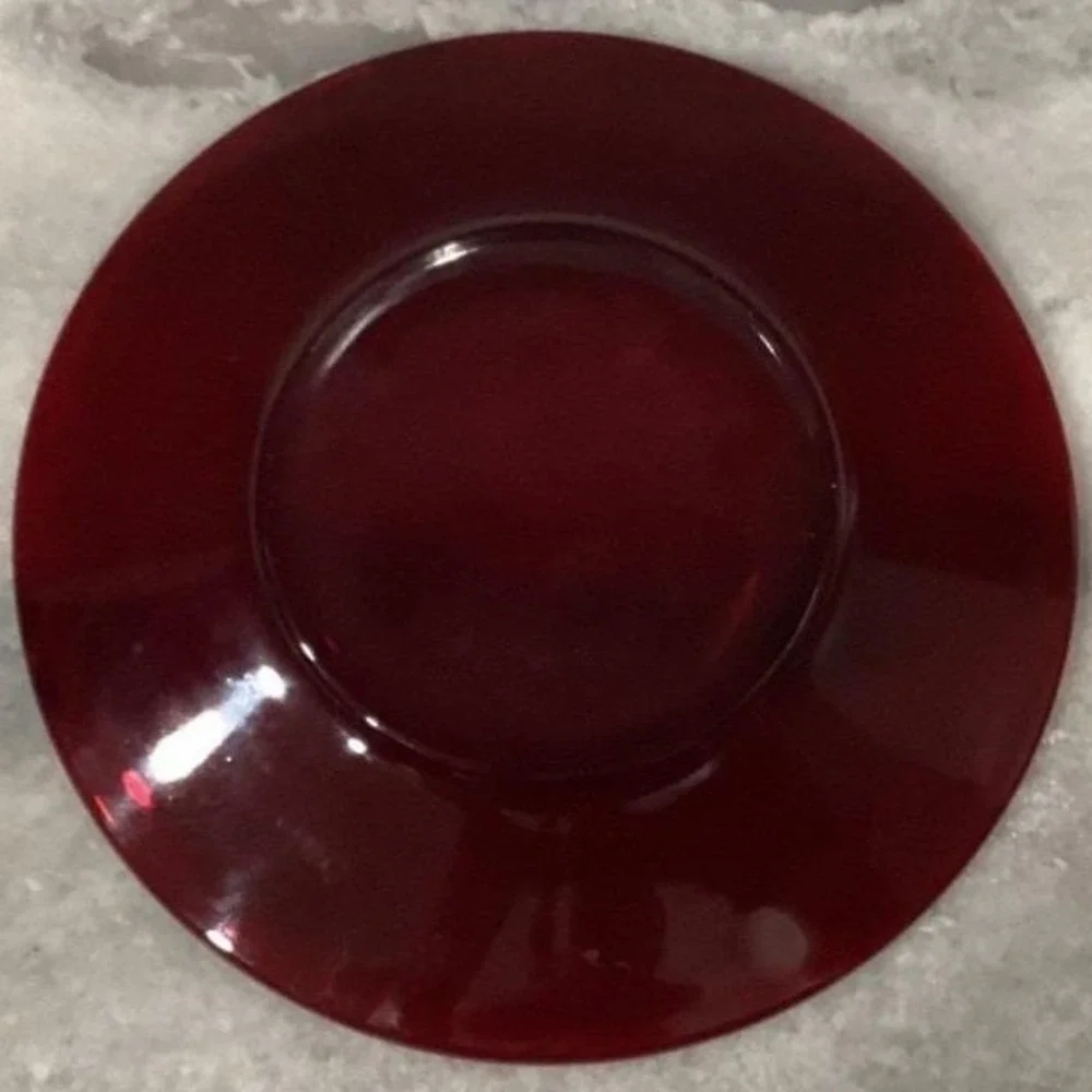 Anchor‎ Hocking Royal Ruby Red Teacups & Saucers, Set of 2, Vintage Glassware